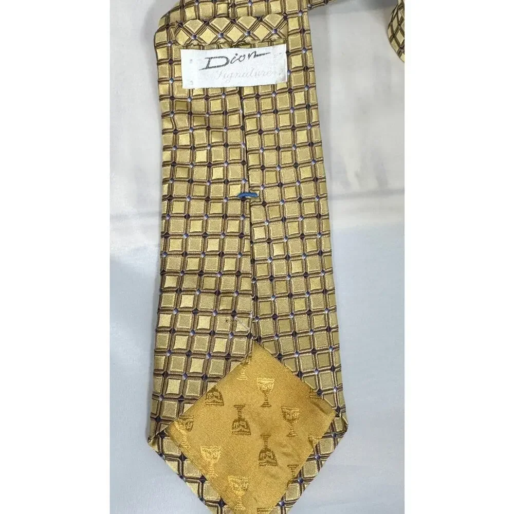Dior Signature Italian Silk‎ Tie Hand crafted in Canada, Vintage gold checked